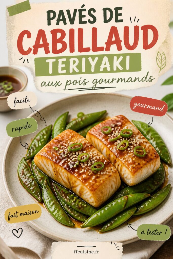 pinterest — pavés de cabillaud teriyaki aux pois gourmands