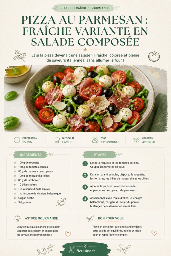 pinterest — pizza au parmesan : fraîche variante en salade composée