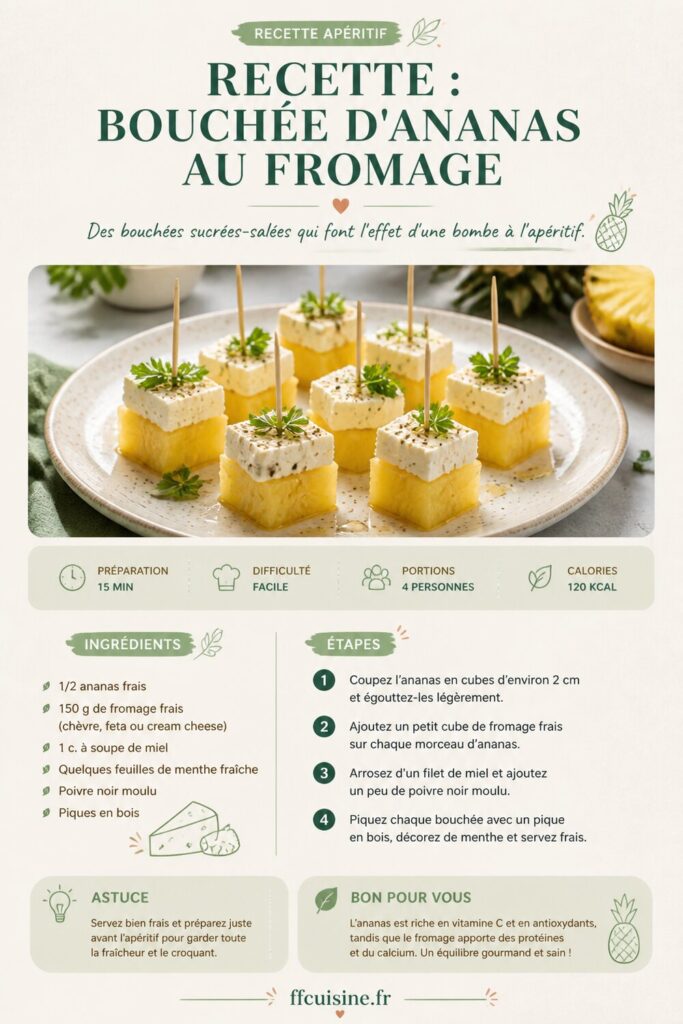 pinterest — recette : bouchée d'ananas au fromage
