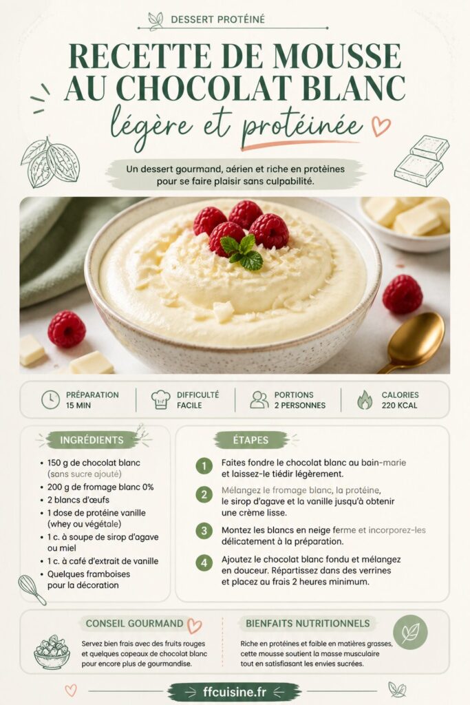 pinterest — recette de mousse au chocolat blanc légère et protéinée