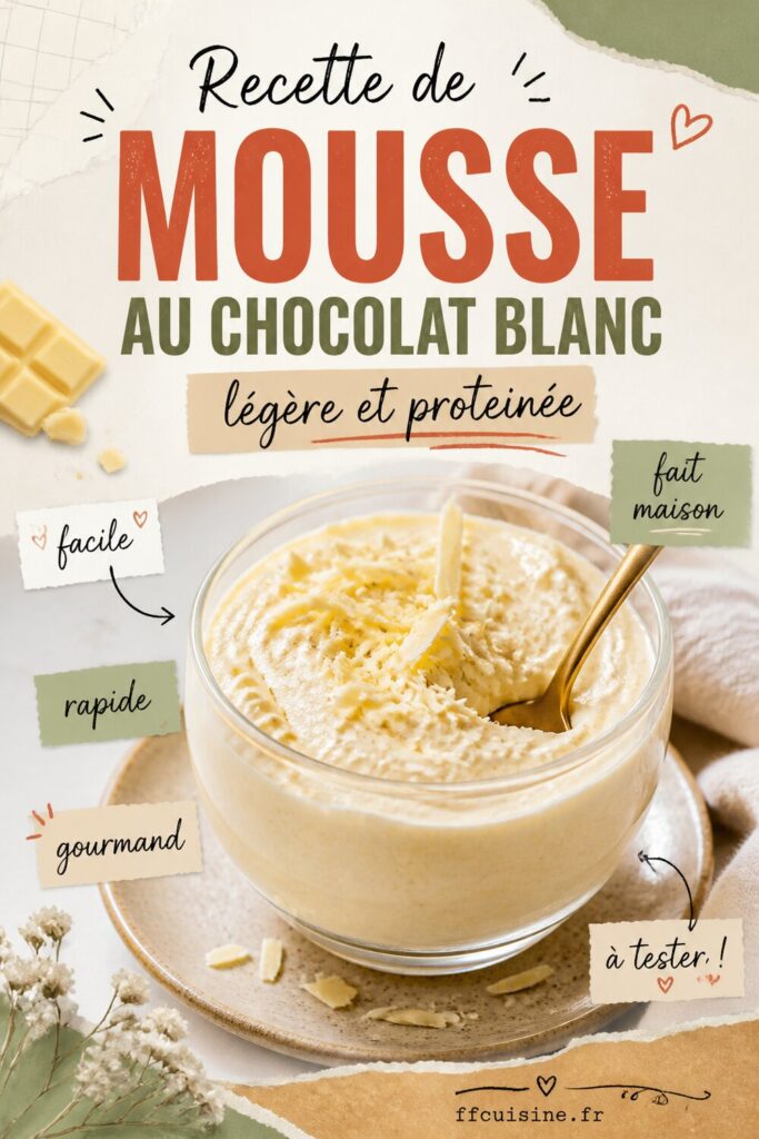 pinterest — recette de mousse au chocolat blanc légère et protéinée