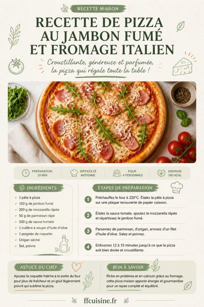 pinterest — recette de pizza au jambon fumé et fromage italien