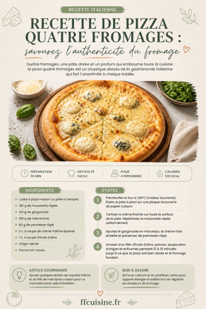 pinterest — recette de pizza quatre fromages : savourez l'authenticité du fromage