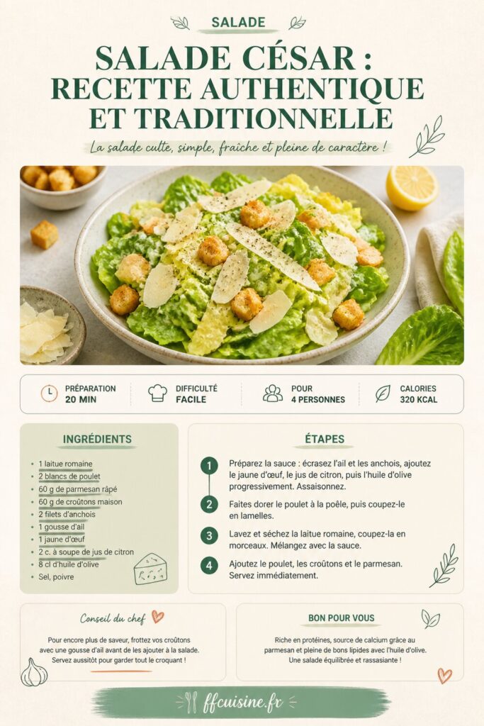 pinterest — salade césar : recette authentique et traditionnelle