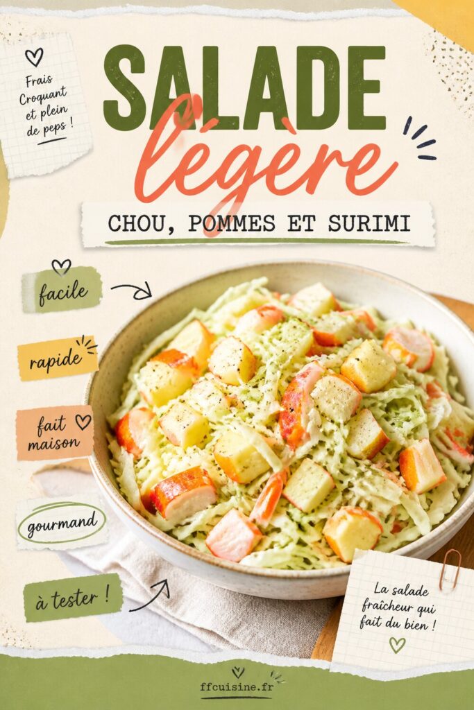 pinterest — salade légère : chou, pommes et surimi