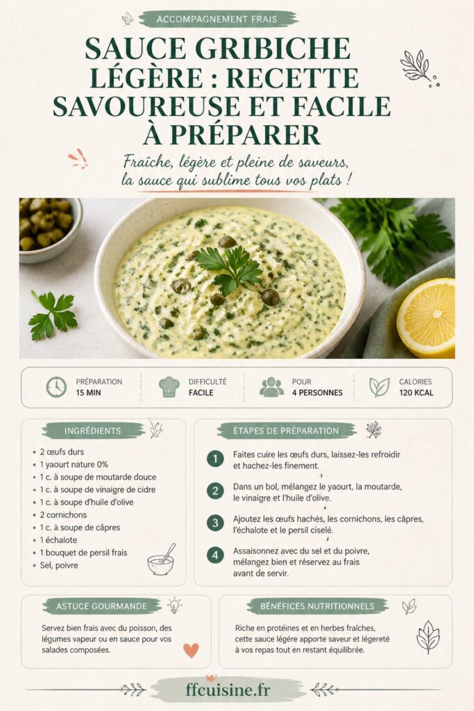 pinterest — sauce gribiche légère : recette savoureuse et facile à préparer
