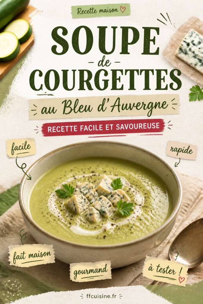 pinterest — soupe de courgettes au bleu d'auvergne : recette facile et savoureuse