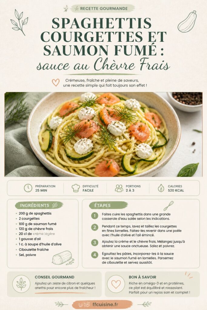 pinterest — spaghettis courgettes et saumon fumé : sauce au chèvre frais