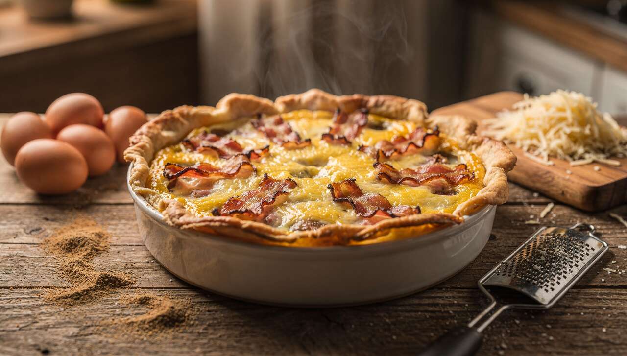 Recette de quiche sans pâte au fromage et lardons