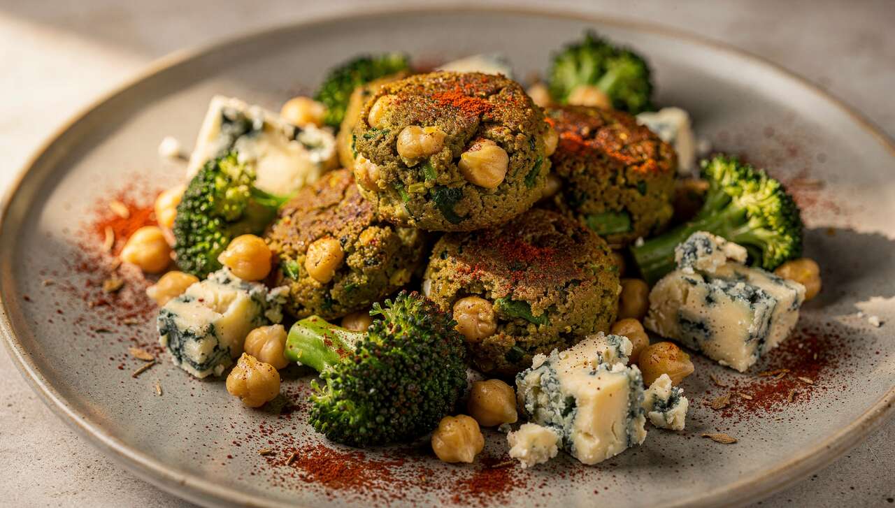 Falafels pois chiche et brocolis au fromage bleu : recette gourmande
