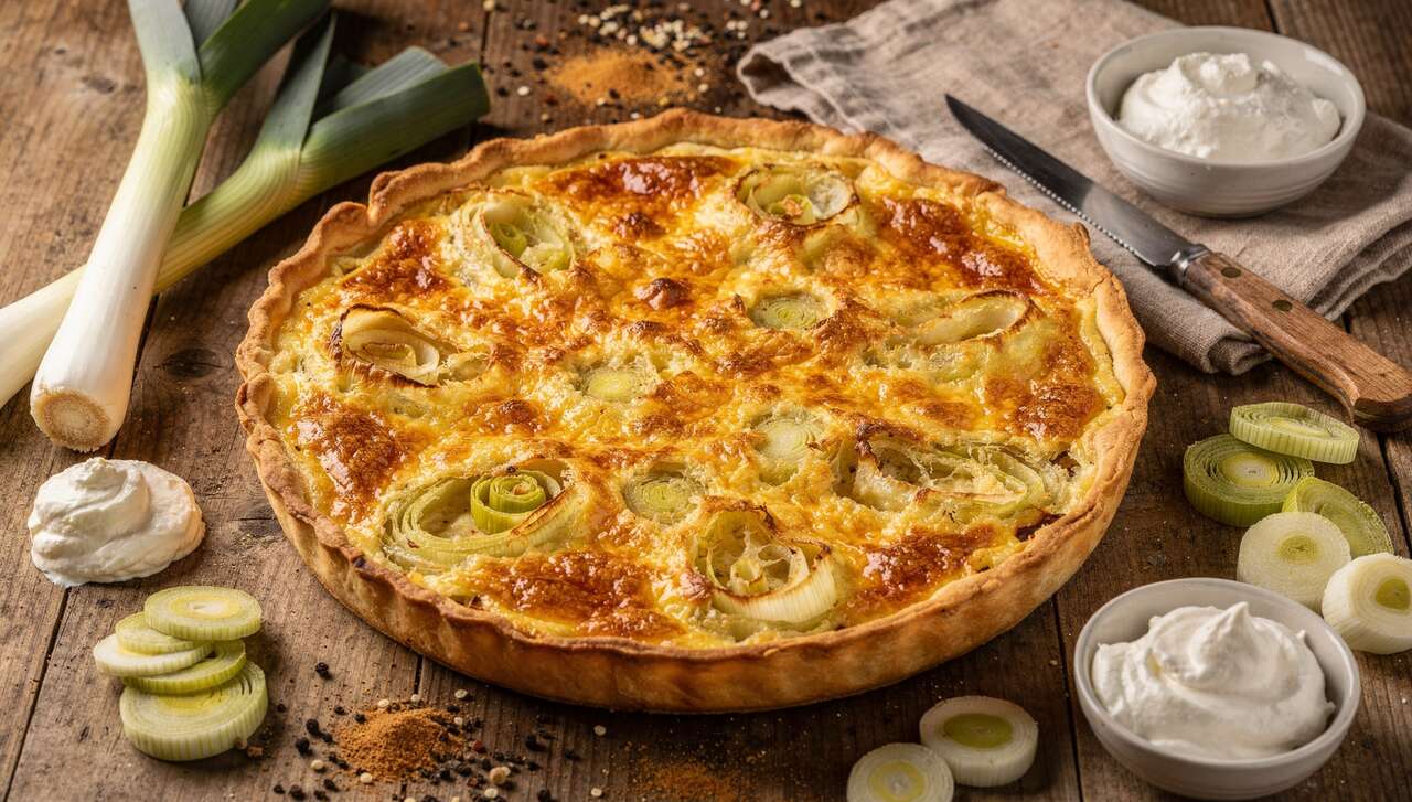 Recette de flamiche picarde aux poireaux et fromage frais