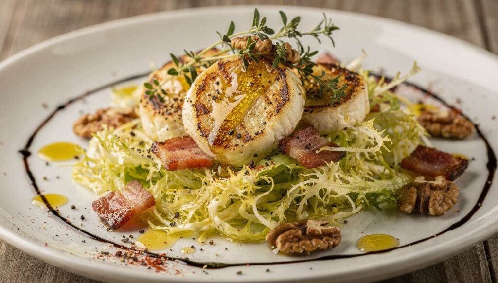 Salade Frisée et Fromage de Brebis Chaud au Miel : recette Gourmande
