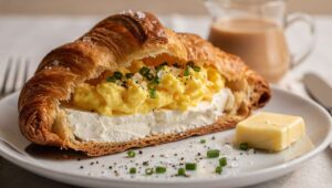 Croissants aux oeufs brouillés et fromage frais : une recette savoureuse