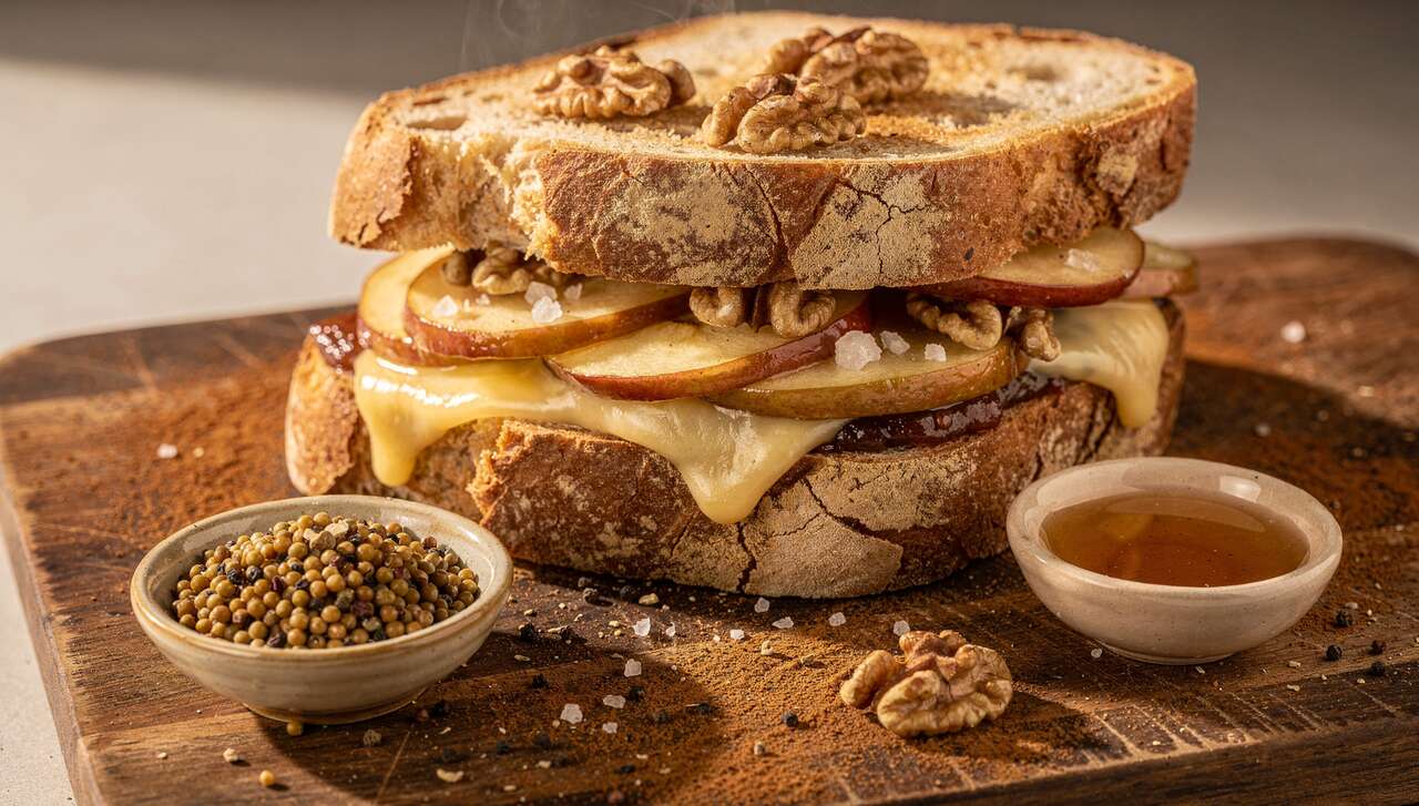 Sandwich fromage, noix et pommes caramélisées : recette gourmande
