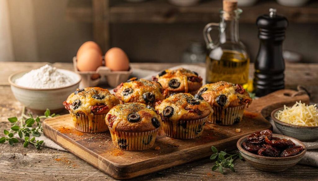 Muffins salés aux olives, tomate et fromage : une recette savoureuse
