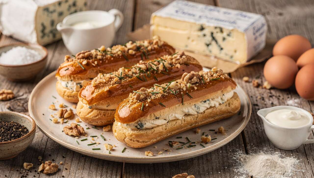 Éclairs salés au bleu : recette gourmande
