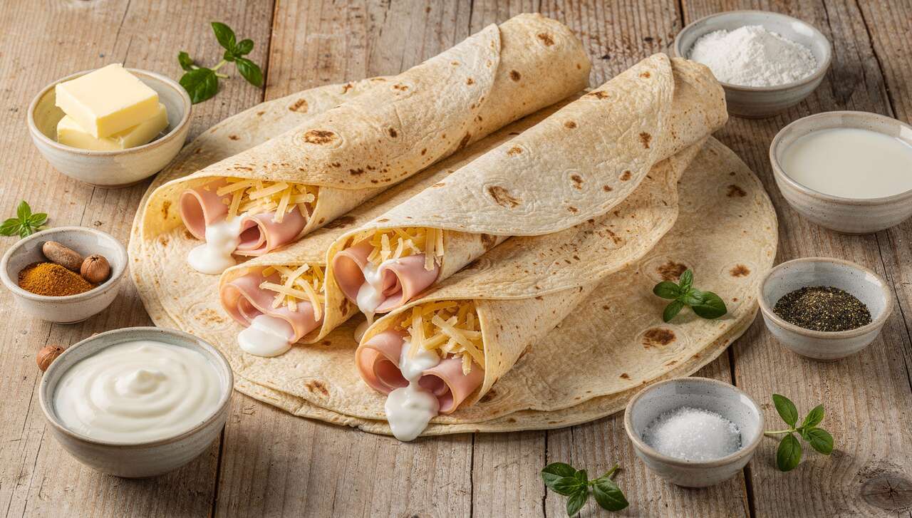 Wraps gourmands jambon-fromage avec sauce blanche : la recette facile