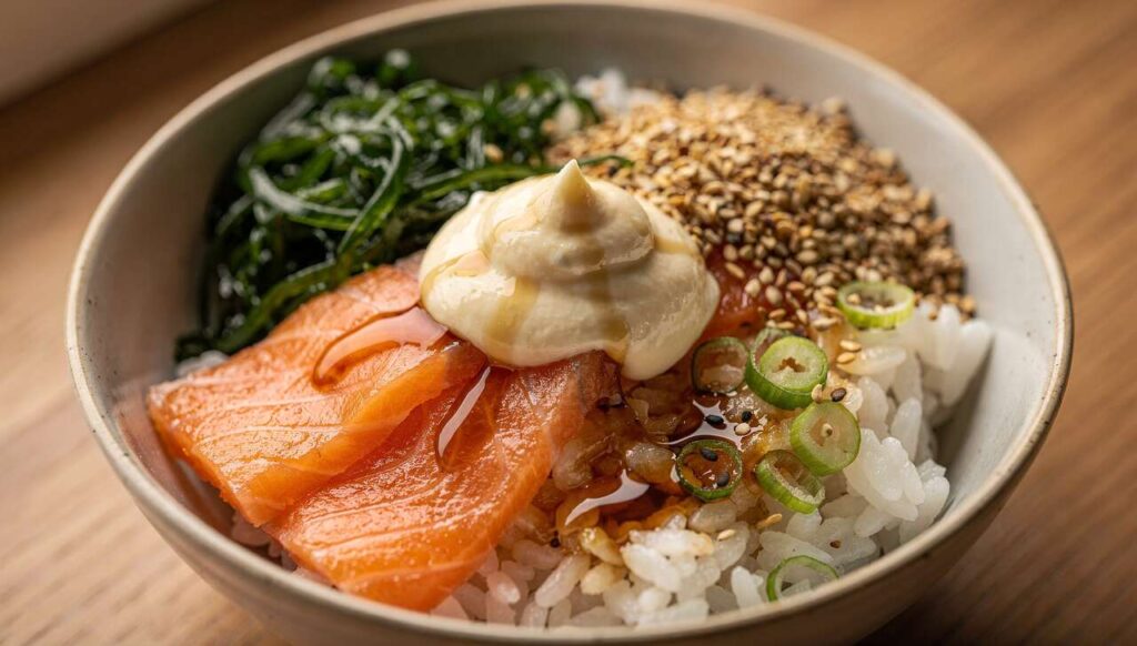 Poke Bowl au Saumon et Fromage : recette Gourmande
