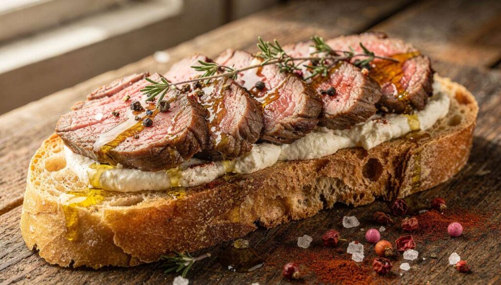Tartine filet mignon et fromage frais : recette gourmande