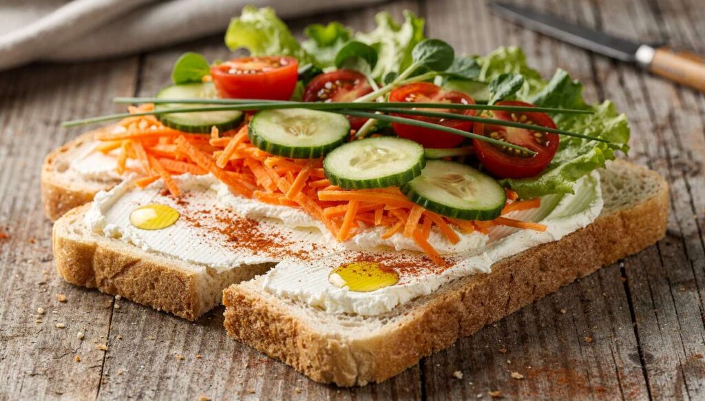 Recette de Sandwich Pain de Mie, crudités et Fromage Frais