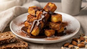 Sticks de pain perdu : la recette légère à la sauce chocolat