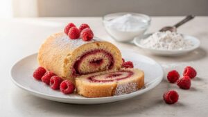 Gâteau roulé léger aux framboises : recette facile et délicieuse