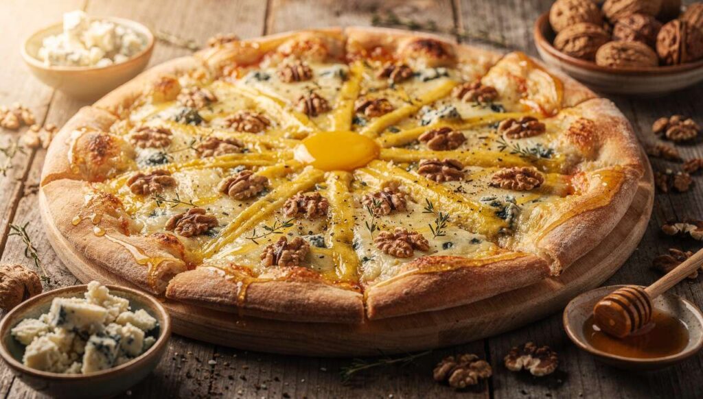 Pizza Soleil aux Noix et Fromage Bleu : recette Savoureuse