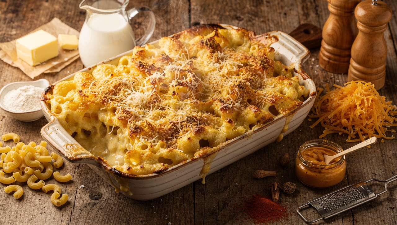 Gratin de macaronis au cheddar : recette de mac and cheese crémeux