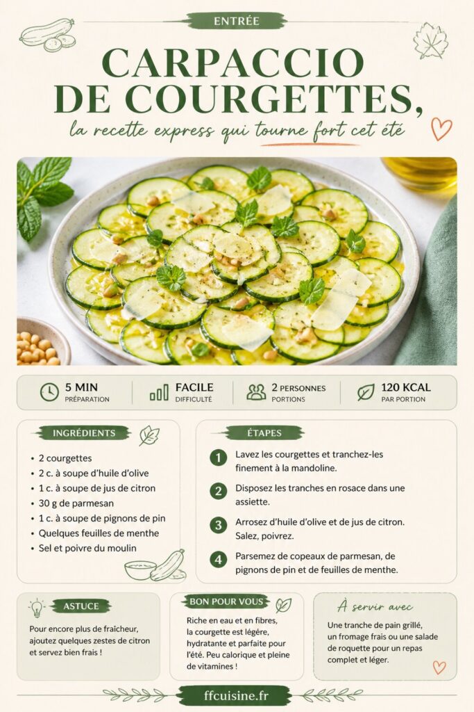 pinterest — carpaccio de courgettes, la recette express qui tourne fort cet été