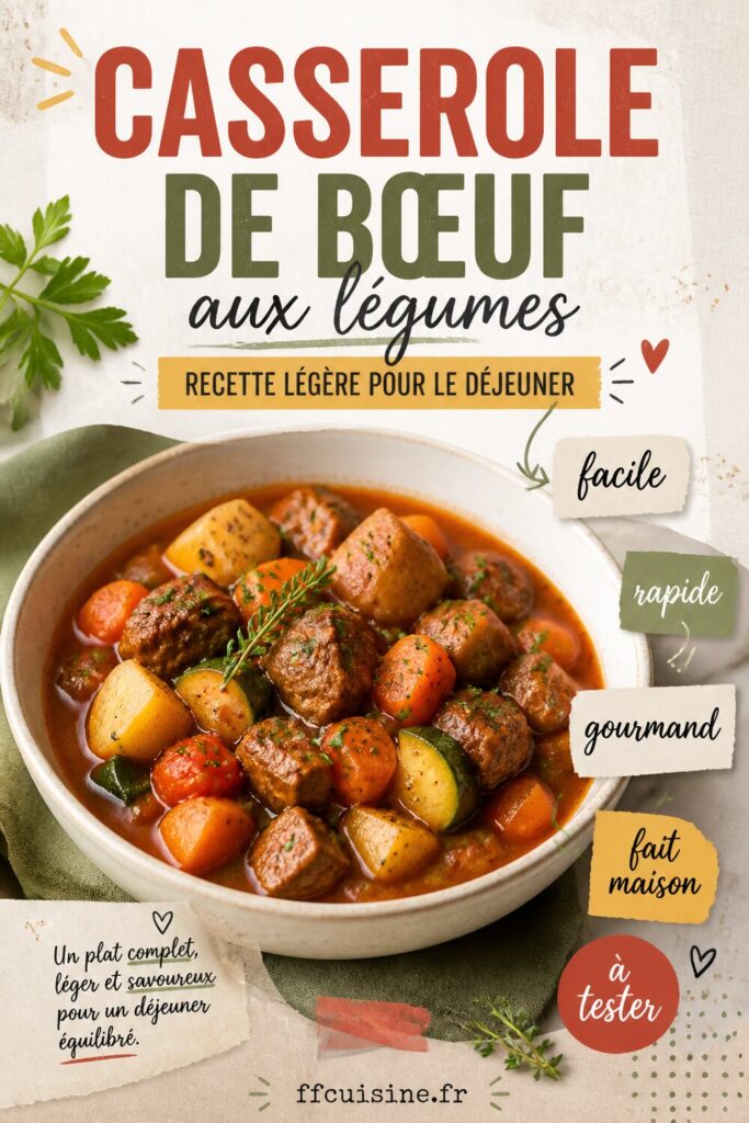 pinterest — casserole de bœuf aux légumes : recette légère pour le déjeuner