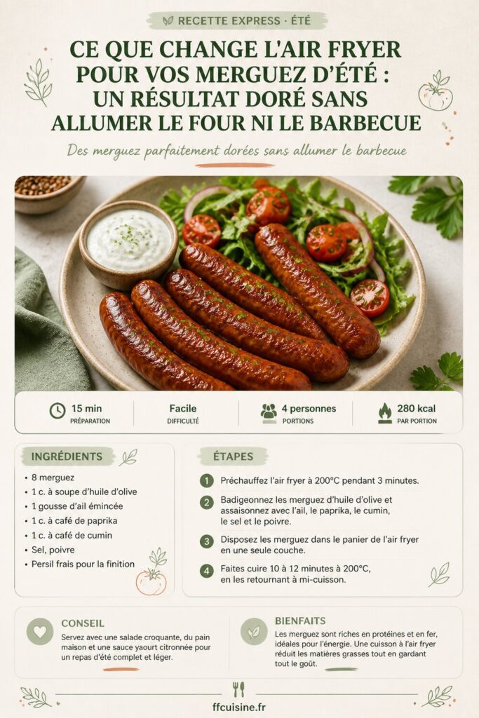 pinterest — ce que change l'air fryer pour vos merguez d'été : un résultat doré sans allumer le four ni le barbecue