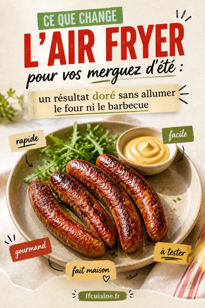 pinterest — ce que change l'air fryer pour vos merguez d'été : un résultat doré sans allumer le four ni le barbecue