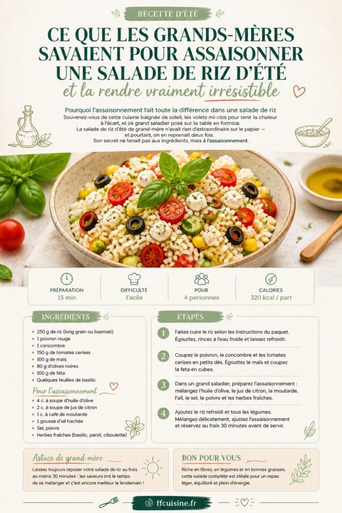 pinterest — ce que les grands mères savaient pour assaisonner une salade de riz d'été et la rendre vraiment irrésistible