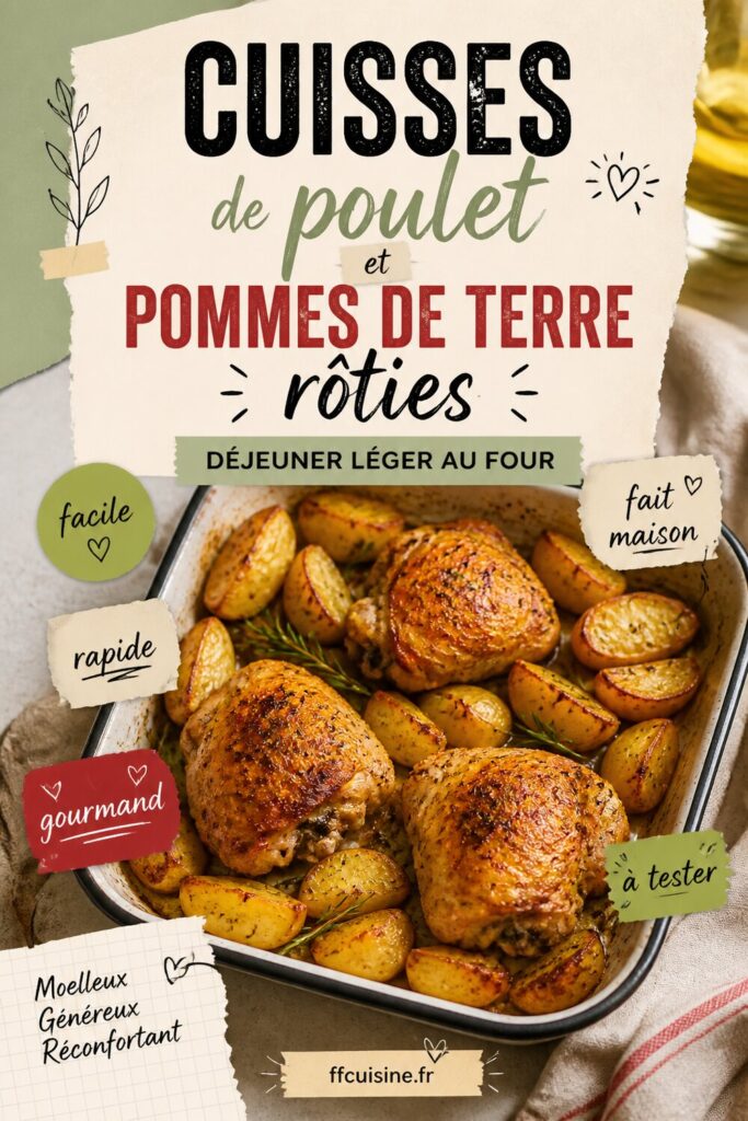 pinterest — cuisses de poulet et pommes de terre rôties : déjeuner léger au four