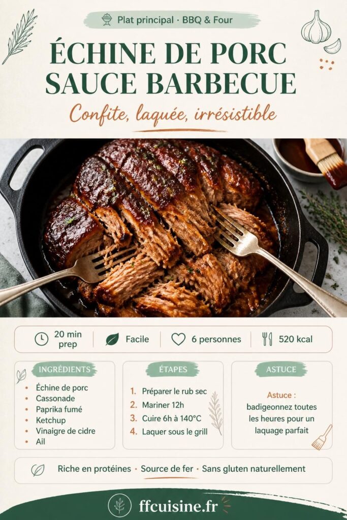 Échine de porc sauce barbecue confite au four, effilochée et laquée, à épingler sur Pinterest