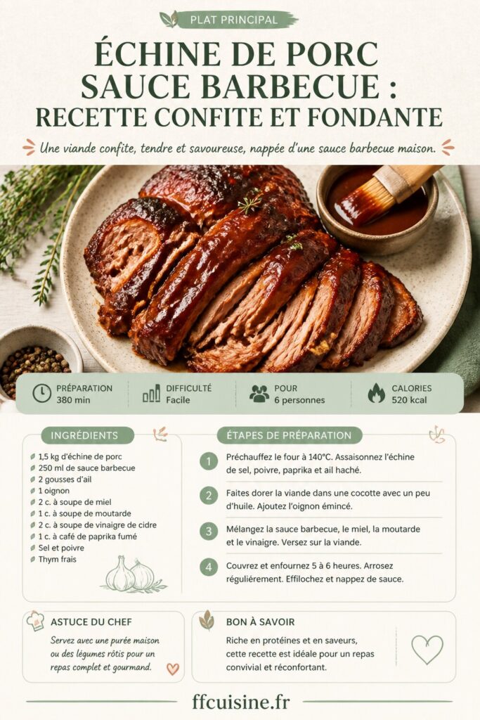pinterest — Échine de porc sauce barbecue : recette confite et fondante