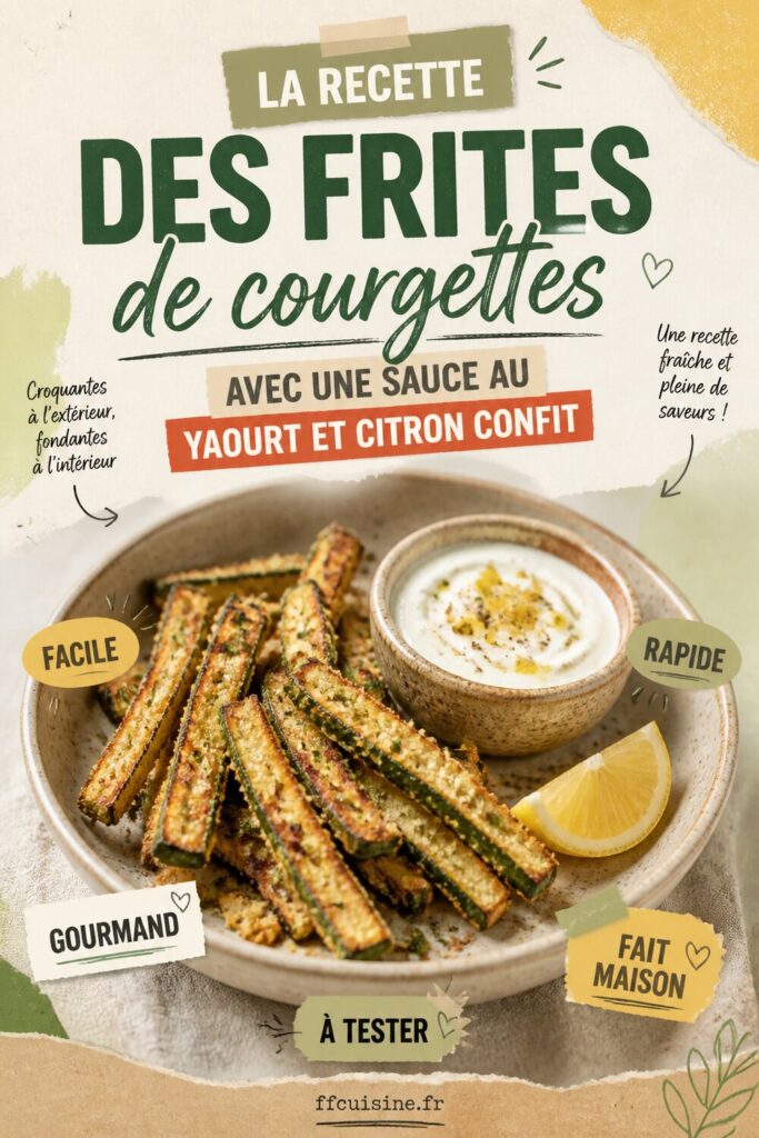 pinterest — la recette. des frites de courgettes avec une sauce au yaourt et citron confit