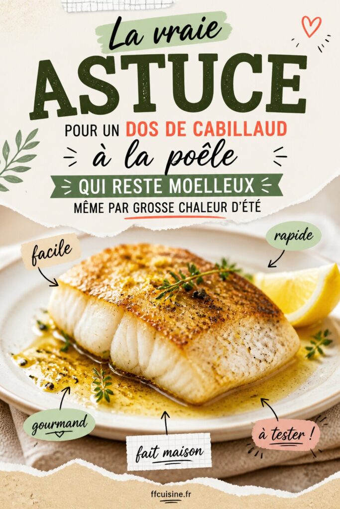 pinterest — la vraie astuce pour un dos de cabillaud à la poêle qui reste moelleux même par grosse chaleur d'été