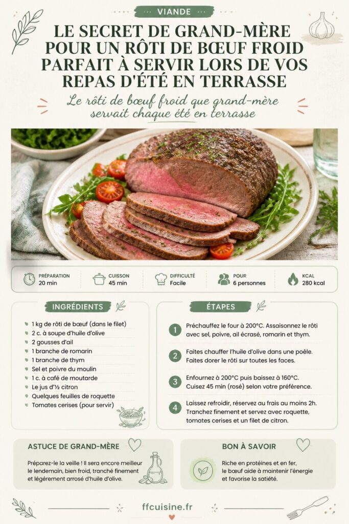 pinterest — le secret de grand mère pour un rôti de bœuf froid parfait à servir lors de vos repas d'été en terrasse
