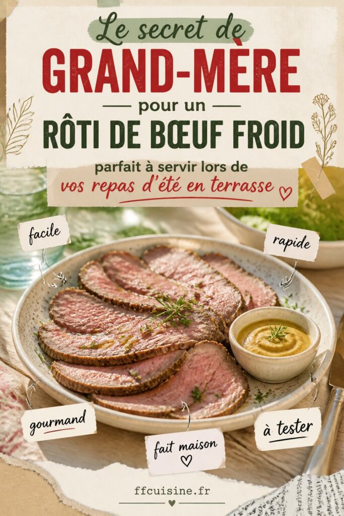 pinterest — le secret de grand mère pour un rôti de bœuf froid parfait à servir lors de vos repas d'été en terrasse