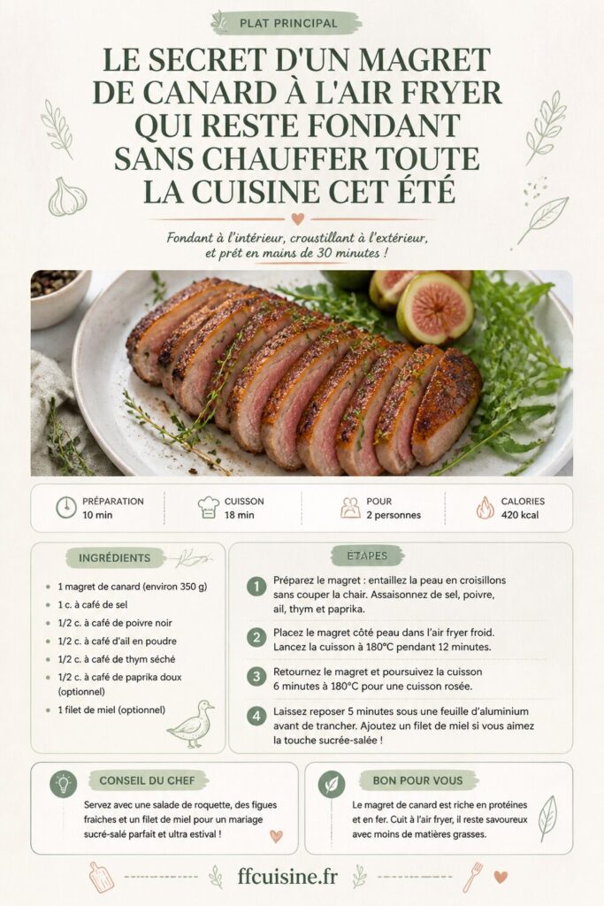 pinterest — le secret d'un magret de canard à l'air fryer qui reste fondant sans chauffer toute la cuisine cet été