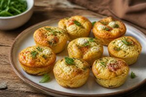 Mini-flans salés express dorés dans leurs moules, garnis de fromage râpé et d'herbes fraîches, prêts pour un apéro d'été