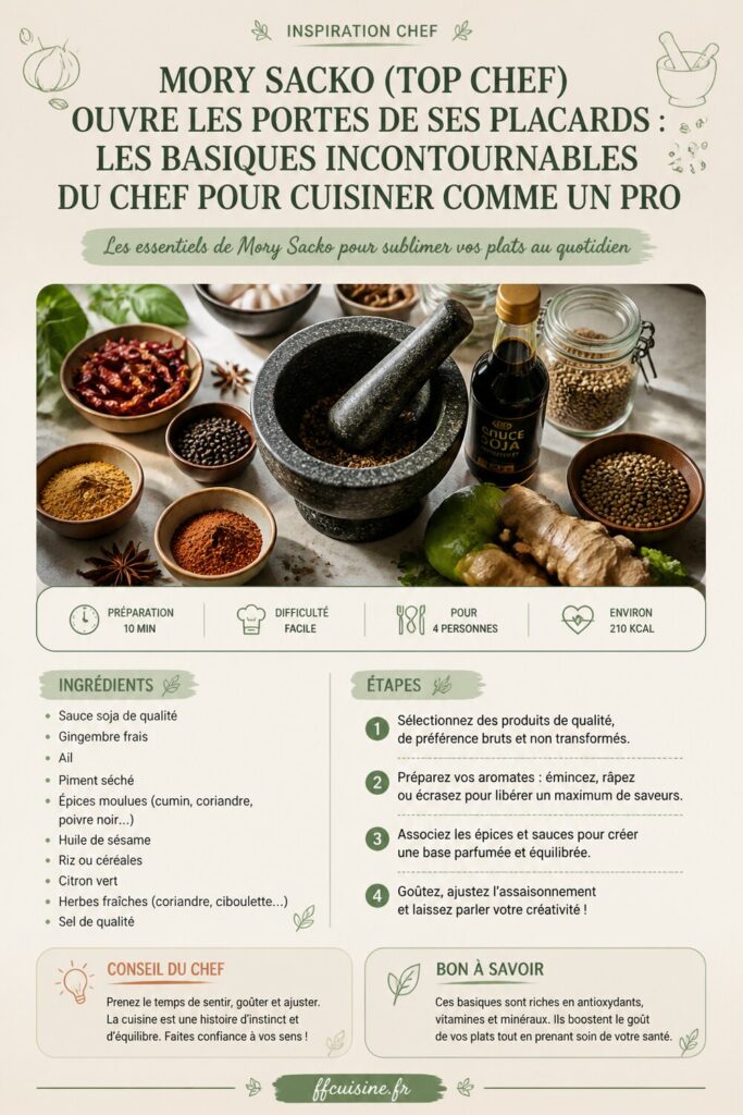 pinterest — mory sacko (top chef) ouvre les portes de ses placards : les basiques incontournables du chef pour cuisiner comme un pro