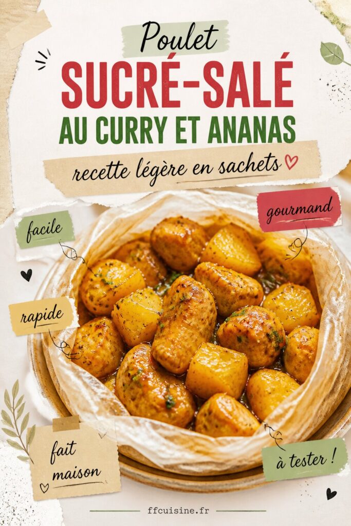 pinterest — poulet sucré salé au curry et ananas : recette légère en sachets