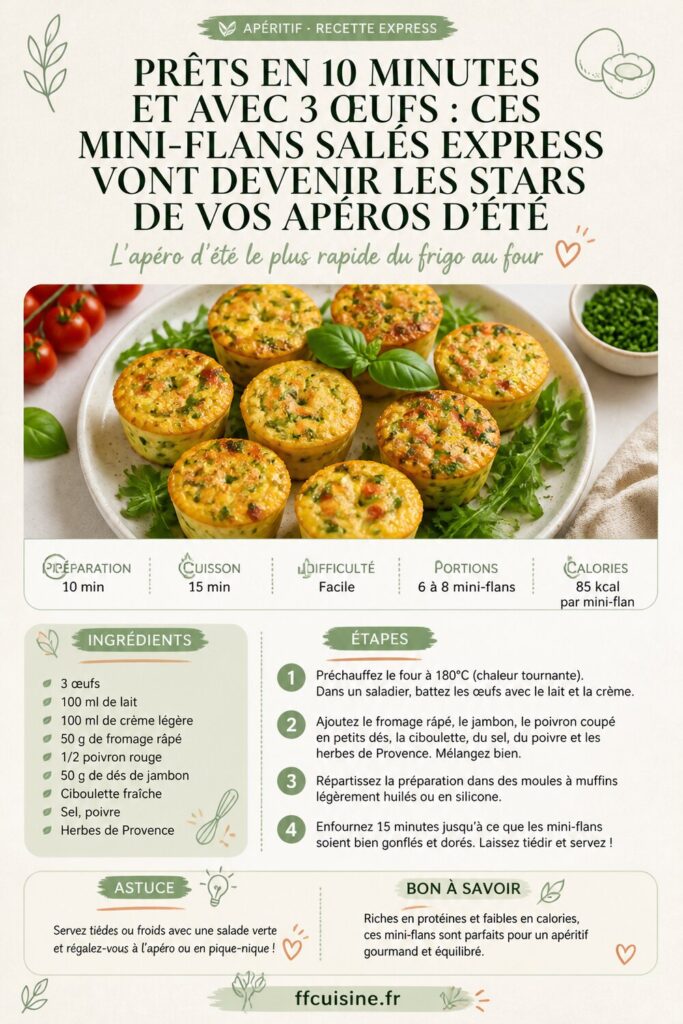 pinterest — prêts en 10 minutes et avec 3 œufs : ces mini flans salés express vont devenir les stars de vos apéros d'été