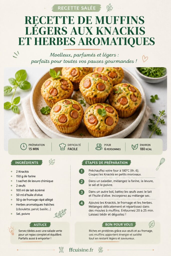 pinterest — recette de muffins légers aux knackis et herbes aromatiques