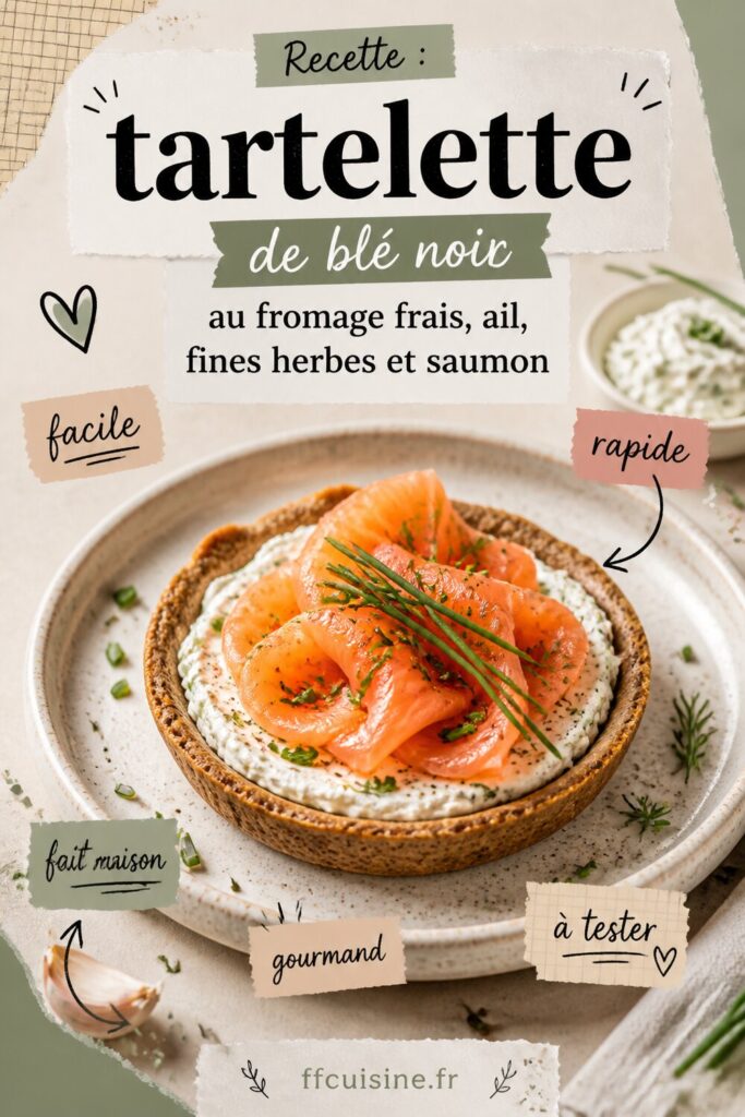 pinterest — recette : tartelette de blé noir au fromage frais, ail, fines herbes et saumon