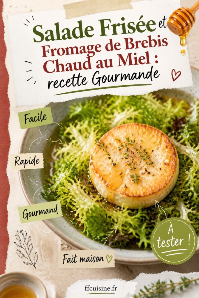 pinterest — salade frisée et fromage de brebis chaud au miel : recette gourmande