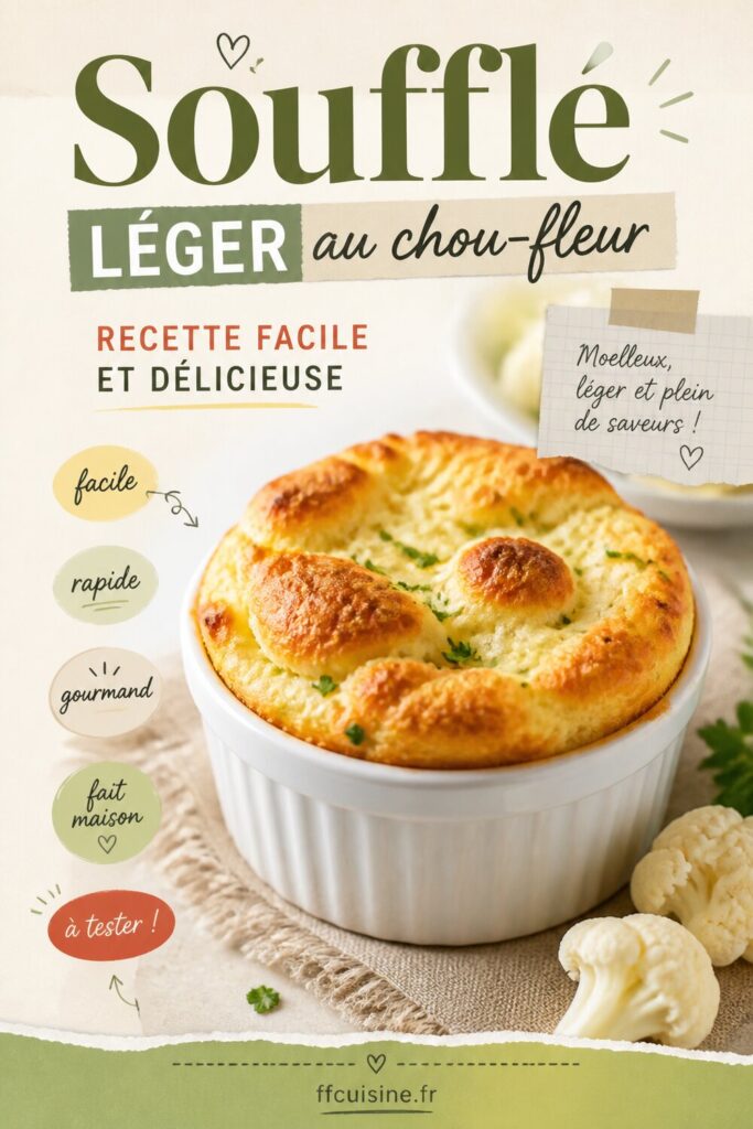 pinterest — soufflé léger au chou fleur : recette facile et délicieuse