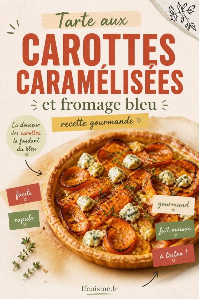 pinterest — tarte aux carottes caramélisées et fromage bleu : recette gourmande